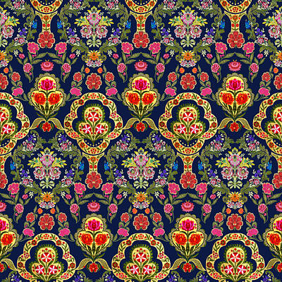 Florals Drawings - Seamless ethnic mughal floral pattern by Julien