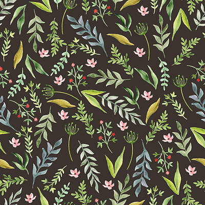 Floral Drawings Rights Managed Images - Seamless floral pattern. Watercolor hand drawn Royalty-Free Image by Julien