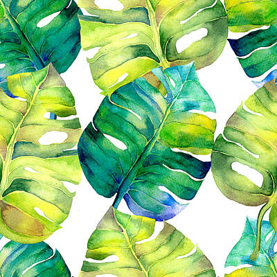 Egon Schiele - Seamless pattern monstera leaves by Julien