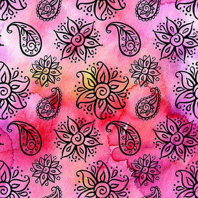 Royalty-Free and Rights-Managed Images - Seamless pattern with floral ornamental ethnic decorative elements by Julien