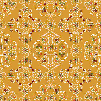 Floral Drawings Rights Managed Images - Seamless traditional indian damask pattern Royalty-Free Image by Julien
