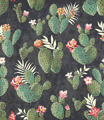 College Town - Seamless Vintage Cactus Print Pattern Background by Julien