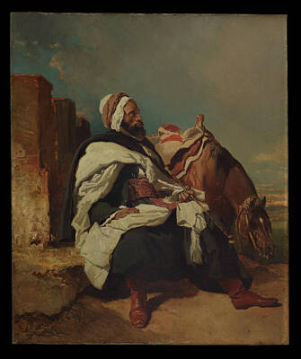 Tina Turner - Seated Arab Man with Horse possibly ca. 1850 58 Alfred Dedreux by Arpina Shop