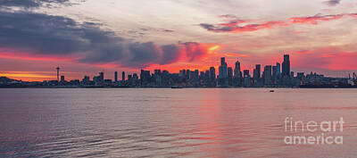 Vintage French Fashion - Seattle Fireball Sunrise from Alki by Mike Reid