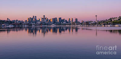 Pop Art Rights Managed Images - Seattle Lake Union Calm Reflection Royalty-Free Image by Mike Reid