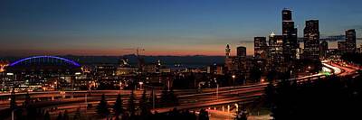 Skylines Royalty-Free and Rights-Managed Images - Seattle Panoramic by Luis Alegria