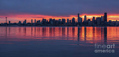 Coffee Signs Royalty Free Images - Seattle Sunrise From Alki Across Elliott Bay Royalty-Free Image by Mike Reid