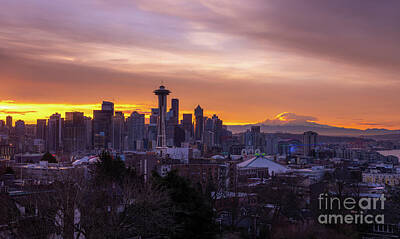 Global Design Shibori Inspired - Seattle Sunrise Golden Hues by Mike Reid