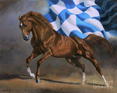 Animals Painting Royalty Free Images - Secretariat Tribute Royalty-Free Image by Jeanne Newton Schoborg
