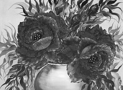 Roses Paintings - Seduction in roses dark mini  by Angela Whitehouse