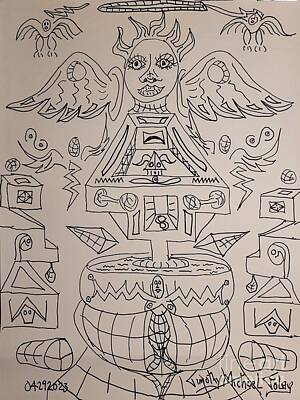 Surrealism Drawings Royalty Free Images - See Me Try Symmetry Royalty-Free Image by Timothy Foley