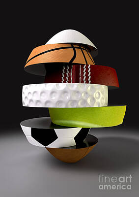 Football Digital Art - Segmented Fragmenting Sports Ball by Allan Swart