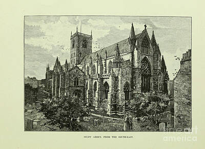 Cities Drawings - SELBY, A GREAT YORKSHIRE ABBEY v4 by Historic Illustrations