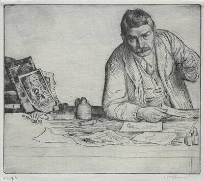 Fathers Day 1 - Self Portrait  The Etcher 1897 William Strang  by MotionAge Designs