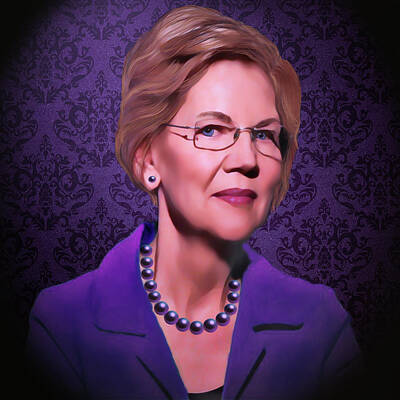 Politicians Digital Art Royalty Free Images - Senator Elizabeth Warren Royalty-Free Image by Artful Oasis