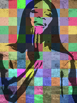 Best Sellers - Portraits Mixed Media - Serena Williams Pop Art Patchwork Portrait  by Design Turnpike