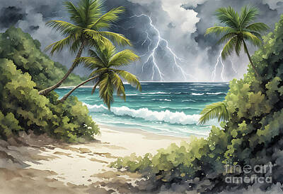 Beach Digital Art - Serenity amidst the storm by Sen Tinel