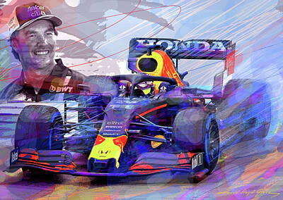Royalty-Free and Rights-Managed Images - Sergio Perez F1 - Red Bull Racing by David Lloyd Glover