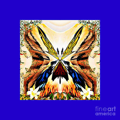Abstract Flowers Digital Art - Series #4 Butterfly and Flowers Abstract by Debra Lynch