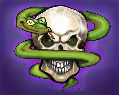 Studio Grafika Zodiac - Serpent Evil Skull by Kevin Middleton