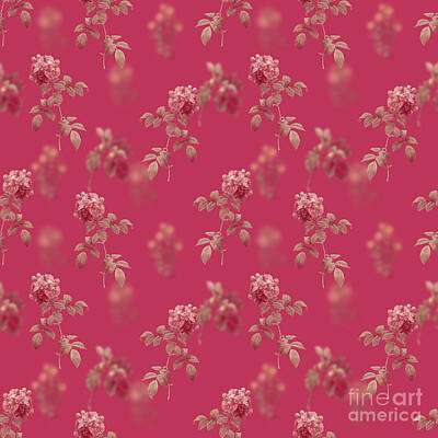 Food And Beverage Mixed Media - Seven Sisters Roses Botanical Seamless Pattern in Viva Magenta n.1246 by Holy Rock Design