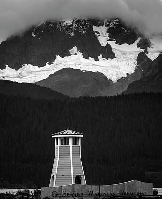 City Scenes Photos - Seward Mariners Memorial Alaska Black And White by Dan Sproul