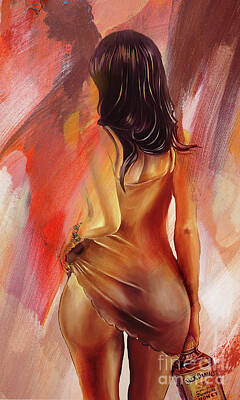 Beer Painting Rights Managed Images - Sexy woman and whiskey Royalty-Free Image by Gull G