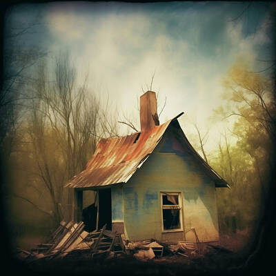 Surrealism Royalty-Free and Rights-Managed Images - Shambles House in the Woods by Yo Pedro