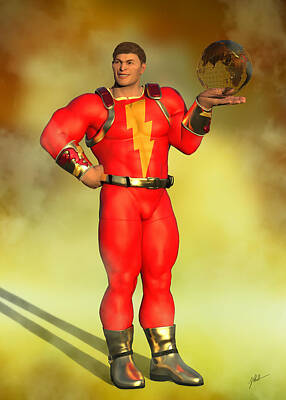 Comics Digital Art - Shazam super hero number eighteen by Joaquin Abella