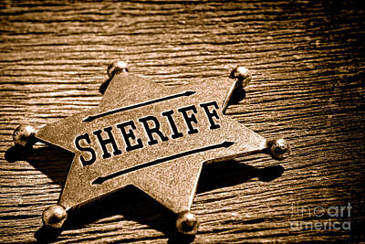Landmarks Royalty-Free and Rights-Managed Images - Sheriff Badge - Sepia by American West Legend