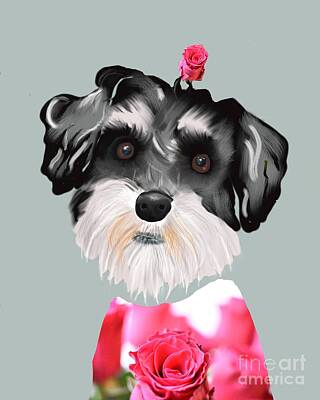 Roses Royalty Free Images - Shih Tzu Dog Portrait Grey Background Royalty-Free Image by Emma Willow