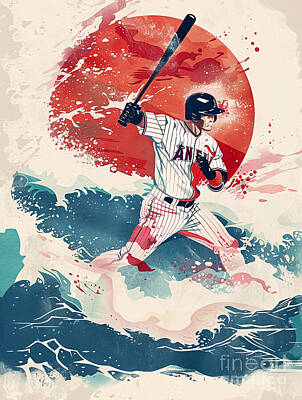 Sports Paintings - Shohei Ohtani baseball player by Tommy Mcdaniel