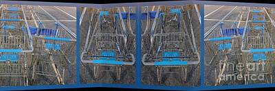 Black And White Beach Royalty Free Images - Shopping Cart Palindrome triptych wide 36x12 Royalty-Free Image by GJ Glorijean