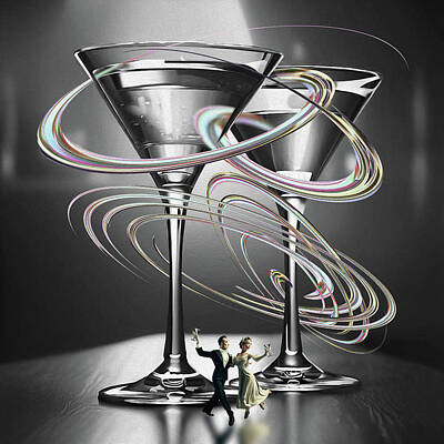 Martini Digital Art Royalty Free Images - Silver Screen Martinis Royalty-Free Image by James Morris