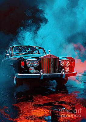 Transportation Digital Art - Silver Shadow Trails Rolls-Royce in Epic Smoke Gallery by Clark Leffler