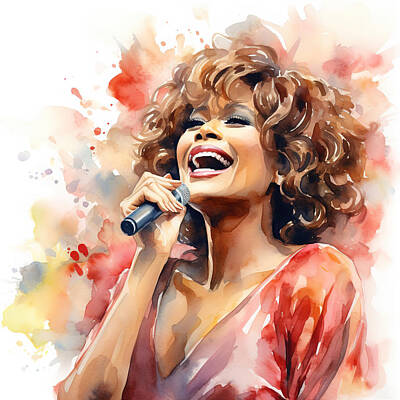 Musician Photo Royalty Free Images - Singer Whitney Houston Royalty-Free Image by Athena Mckinzie