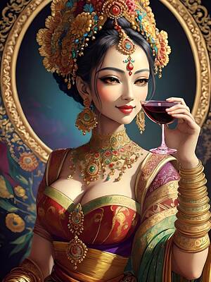 Wine Digital Art Royalty Free Images - Sipping Heritage Royalty-Free Image by Bliss Of Art