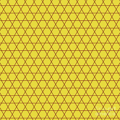 Royalty-Free and Rights-Managed Images - Six Pointed Star Weave Grid Pattern in Golden Yellow And Chestnut Brown n.2607 by Holy Rock Design