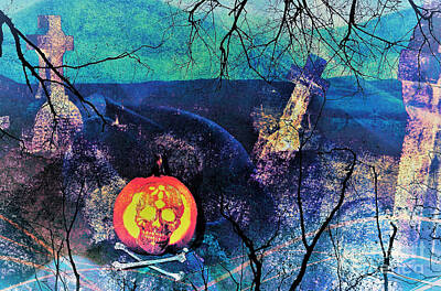 Seascapes Larry Marshall - Skull And Bones Graveyard Pumpkin by Diann Fisher