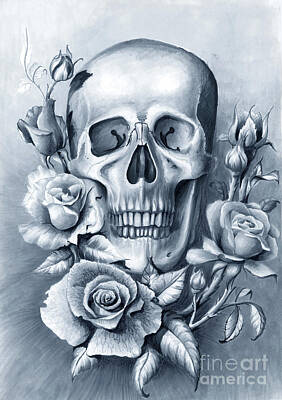 New Years Royalty Free Images - Skull And Roses Royalty-Free Image by Iglika Milcheva-Godfrey