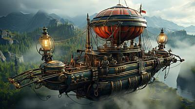 Steampunk Royalty Free Images - Sky Cruiser Royalty-Free Image by Evie Carrier