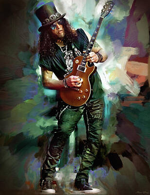 Recently Sold - Roses Mixed Media - Slash Rock Legend by Mal Bray
