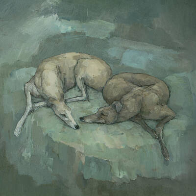 Botanical Farmhouse - Sleeping Greyhounds by Steve Mitchell
