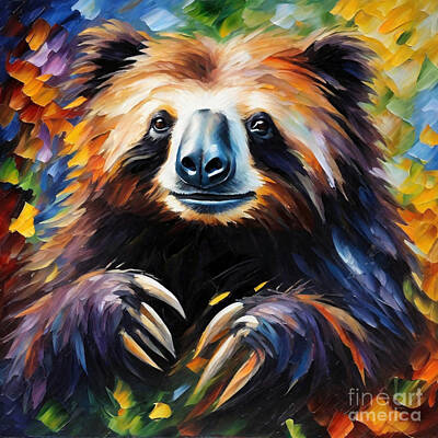 Animals Drawings - Sloth bear by Clint McLaughlin