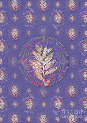 Israeli Flag - Smilacina Stellata Geometric Mosaic Pattern in Veri Peri n.0361 by Holy Rock Design