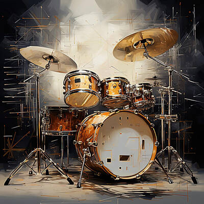 Rock And Roll Digital Art - Smokin Drum Set by Athena Mckinzie