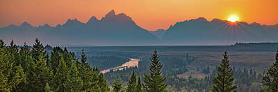 Reptiles Royalty Free Images - Snake River Panoramic Overlook And Grand Teton Sunset Royalty-Free Image by Gregory Ballos