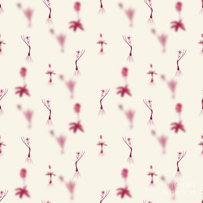 Recently Sold - Lilies Mixed Media - Snowdon Lily Botanical Seamless Pattern in Viva Magenta n.1369 by Holy Rock Design