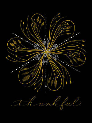 Animal Surreal - Snowflake Calligraphy with Thankful Gold by Mina Sakatani