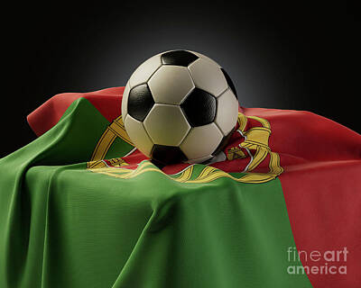 Kids Alphabet - Soccer Ball And Portugal Flag by Allan Swart